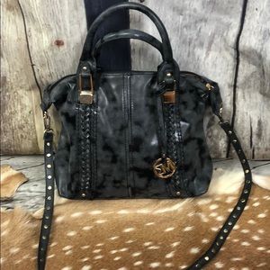 Michael Michelle Black Distressed Bag